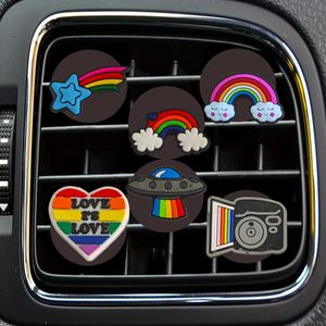 Interior Decorations Rainbow 24 Cartoon Car Air Vent Clip Outlet Clips Per Conditioner For Office Home Accessories Drop Delivery Otl78