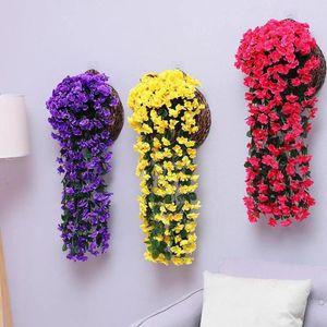 Dekorativa blommor Violet Artificial Flower Party Wall Hanging Basket Simulation Decor Valentine's Day Orchid Fake Wedding Garden Flowe T4O8