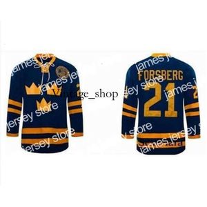 Vin College Hockey bär thr Custom Men Youth Women Thr Tage Hot #21 Peter Forsberg Jersey Team Sverige Hockey Jersey Size S-5XL eller Custom a