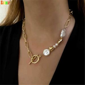 Pendant Necklaces Kshmir Necklace Unique Metal Chain Mysterious Pearl OT Necklace Fashionable Womens Pearl Necklace J240513