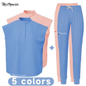 Uniform Elastic Scrub Set Hospital Scrubs Tops Pants Nurse Nursing Workwear Doctors Clothes Accessories 240420