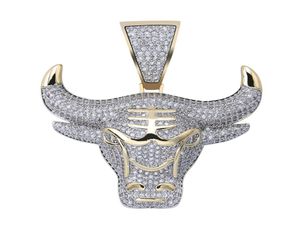 Topgrillz Bull Demon King Gold Gold Color Chain ghiacciato Mancata a sospensione uomini con catena di tennis Hip Hip Hoppunk Fashion Jewelry Y201637099