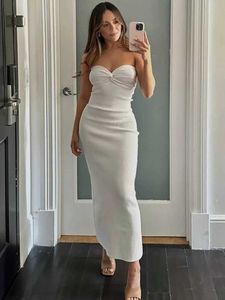 Two Piece Dress Tossy Strapless Knit Maxi Dresses For Women Summer Beach Party Bodycon Off-Shoulder Twist Knitting Evening Backless Q240511
