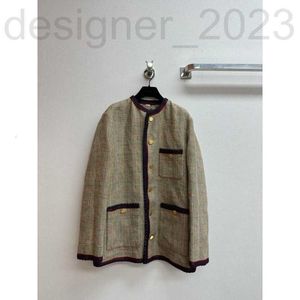 Damenjacken Designermantel Frauen High -End -Kurzstil Temperament Pendeln rund Hals Wolle Tausend Vogelscheck 2023 Herbst/Winter MM7N