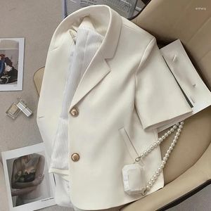 Ternos femininos 2024 Summer Summer Short Blazer Jacket Mulher Moda All Match Lined Coat Single Basted Outwear Tops casuais