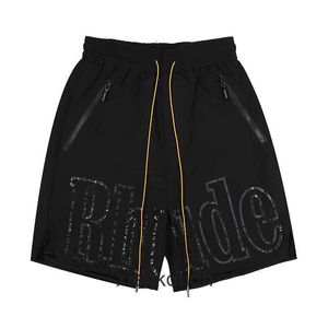 Rhude High end designer shorts for Summer fashion design sense drawstring shorts hip hop mens casual 5-point shorts With 1:1 original labels