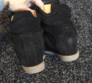 21 WYKŁAD PROJEKTURY PRAWDZIWE skórzany Isabel Bekett Strimmed Suede Wedge Sneakers Women Marant pokaz mody Paris Buty7257071