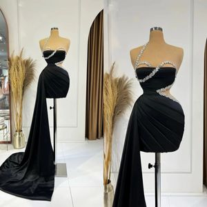 Elegant Evening Dresses Crystal Beading Prom Gowns One Shoulder Sleeveless Short Party Dress Custom Made Vestidos de noche