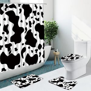 Shower Curtains Irregular Geometric Pattern Non-Slip Pedestal Rug Flannel Toilet Cover Bath Mat Bathroom Set Home Decor Washable