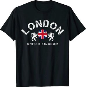 T-shirt maschile vintage London UK Regno Unito Inghilterra Great-Neck Classic Thirt Men Casual Short Slve Ts Tops Harajuku Strtwear T240510