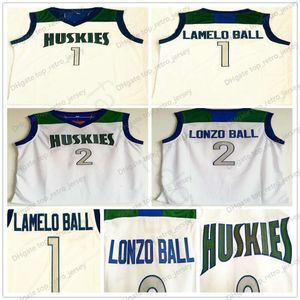 NCAA Chino Hills Huskies High School Lamelo #1 Ball Jersey Home White Cucite Lonzo #2 Ball Basketball Maglie da basket Mescola Mix Order