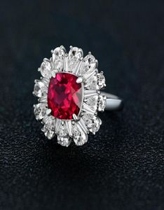 2021 Vintage Real 925 Sterling Silver Ring Square Cut 99mm Ruby Flower Design Luxury Women039s Anniversary Fashion Jewelry3036118