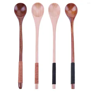 Spoons Wooden Large Long Handled Spoon Kids Wood Rice Soup Dessert Coffer Tea Mixing Tableware