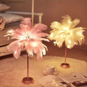 Table Lamps Feather Design LED Table Lamp for Kids - Battery-Powered Portable Ideal Bedroom Decor for All Occasions LL