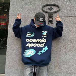 Yingchao BROKEN PLANET High Street BPM Speed English Skeleton Letter Printed Casual Hooded Sweater Winter