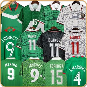 Tailândia Qualidade Retro 1998 México Copa do Mundo Classic Classic Vintage Soccer Jerseys Hernandez 11# Blanco Home Green Away White Football camisas