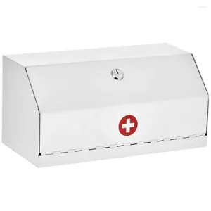 Lagringslådor Låsbara skåp Väggmontering Key Lock Medication Box Small Safe Home Office Clinic 6x12.25x5.9