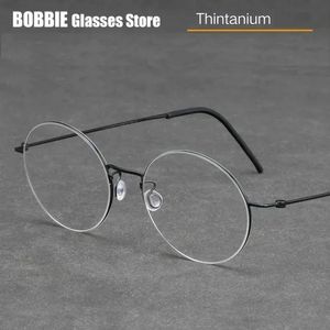 Hochwertige Brille Rahmen reine Schrauben ohne runde Brillen Brillen Männer Frau Rezept optische Linsen Gafas 2024 240507