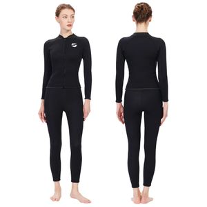 Womens professional diving suit cold and warm m chloroprene rubber top and pants splicing set womens thick back swimming and surfing suit 240429