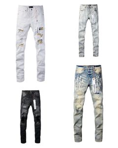 Lila jeans denim byxor mens designer jean last hiphop rippade vanliga jeans denim rak dragkedja flyga långa midbyxor hål