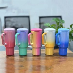 Gradient Colors 40oz Tumbler With Handle Insulated Lids and Straw Stainless Steel Travel Car Mugs Household Travel Thermal Water Bottles FY5952 0513