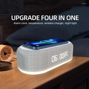 Relógios de mesa Clock de despertador 4 em 1 Night Light Fast Wireless Carregador Multifuncional Compatível Telefone com carregamento