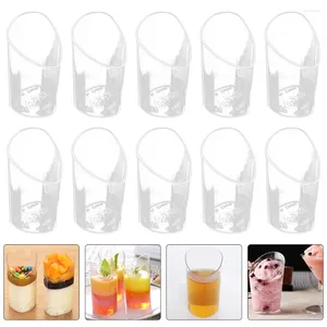 Disposable Cups Straws 20pcs Mini Dessert Elegant Clear Slanted Appetizer For Party (White)