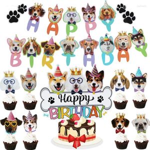 Odzież dla psa DIY Pet Birthday Party Flag Flag Banner do akcesoriów do dekoracji babeczki wszystkie produkty Pets Hurtowe