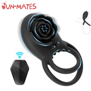 Vibrador de anel de galo para homens sem fio Remote Dual Penis Rings mais Harder Enhancer Clitoris G Estimulador de ponto Spot Rose Sex Toys para casais 240511