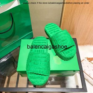 Botteg Venetas Bottegaa skor Senaste mode tofflor för kvinnor Green Handduk Slipper Anti Slip Casual Soft Shoes Storlek 34-41 AQQ0