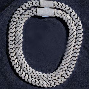 Hip Hop Jewelry 16mm 17mm 18mm Width Pass Diamond Tester Sier VVS Moissanite Cuban Necklace Chain