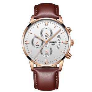 NIBOSI Brand Quartz Chronograph Fine Quality Leather Strap Mens Watches Stainless Steel Band Watch Luminous Date Life Waterproof Wristw 267L