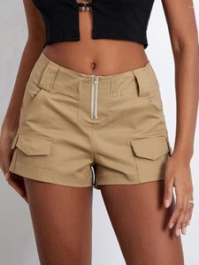 Shorts femininos 2024 Moda Mulheres Low Rise Solid Color Summer Summer Summer Short Cargo for Beach Nightclub Streetwear