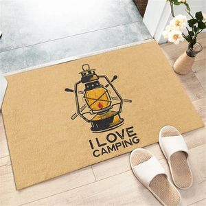 Carpets HX Campers 3D Printed I Love Camping Flannel Indoor Floor Mats Non-slip Bath Mat Area Rug Kitchen Rugs 40X60 Cm