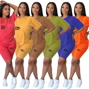 Designer Tracksuit 2 Piece Set Women Fashion Streetwaer Sweatsuit Trendy Letter Printed Round Neck Short Sleeve T-shirt And Shorts Sets For Women Outfits
