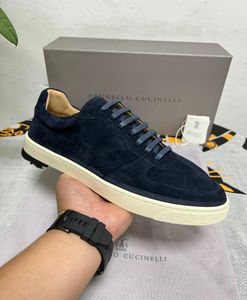Suede leather Mens casual dress shoes lace up Walk luxury sneakers nubuck designer BRUNELLO Mocassin big size 45 464823123