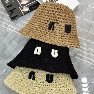 Designer Straw Hat Fashion Beach Hollow Out Bucket Hats for Women Casual Letter Cap Solid Cap