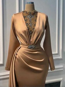 Runway Dresses Luxurious Mermaid Champagne Prom Dresses Beaded Crystals Evening Formal Party Second Reception Birthday Engagement Gowns Dress