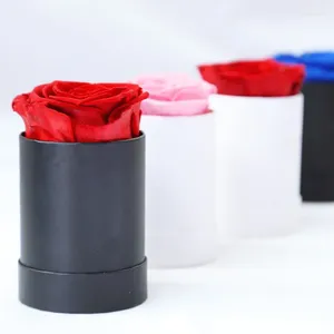 Present Wrap 1pc Mini Flower Box Round Kraft Paper Bouquet Gifts Packing Hug Bucket Storage For Home Wedding Birthday Party Favors Decor