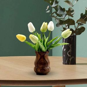Vases Wooden For Flowers Elegant Table Centerpiece Retro Wood Plant Pots Farmhouse Home Arrangement Make Up