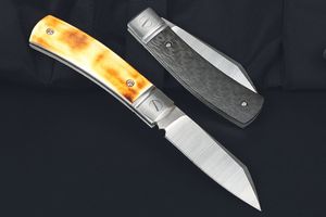 Promotion M7747 High End Folding Blade Knife D2 Satin Blade Carbon Fiber/Cow Bone Handle Outdoor Camping Hiking Survival EDC Pocket Knives