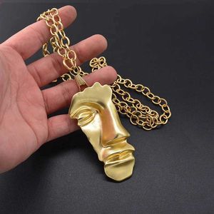Pendant Necklaces Yang Liujia Exclusive Design Gold Metal Pendant Necklace Hip Hop Punk Retro Personalized Necklace Womens Jewelry Gift J240513