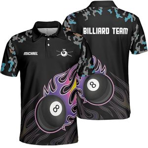 Custom 3D Funny Billiards Team Shirts for Men Personalized Mens Billiard Polot Shirts Short Short Lavani Short Polo 240513