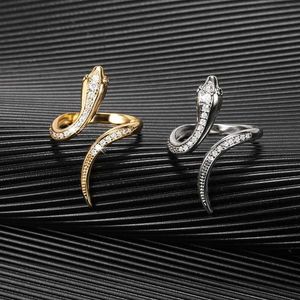 Обручальные кольца Женское регулируемое змеевое кольцо животное хрустальное ювелирное узел.
