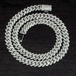 Anpassad fin smyckeshalsband 15mm VVS Diamond Moissanite kubansk länkkedja