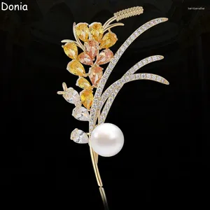 Brosches donia smycken mode koppar mikroinlägg zirkon vete brosch kreativ kostym kapptillbehör halsduk lyx stift