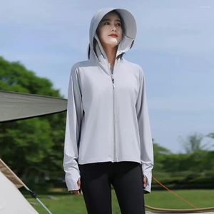 Racing Jackets Women's Cycling Jacket Sun Protection Long Sleeve Hiking Running Outdoor Zip Up Hoodie Shirts With Pockets