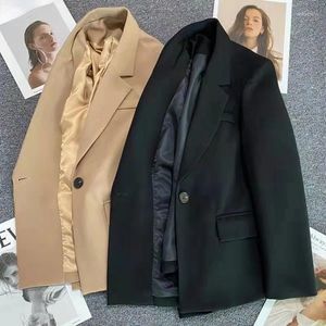 Frauenjacken Korean Casom Casomed Collar Black 2024 Frühling mit mittlerer Länge Frauen Y2K E-Mädchen Langarm Lose Tops Mujer