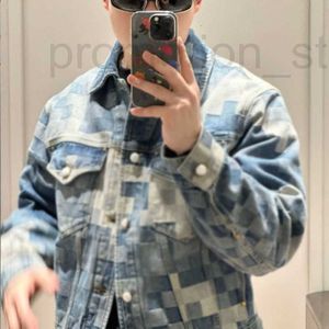 Мужские куртки дизайнер Instagram универсальная свободная джинсовая куртка 2024 Ранняя весна Новая мозаика блокирующая модная лацкана для мужчин и женщин 12cl