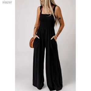 Kvinnors jumpsuits rompers Elegant Womens Jumpsuit 2023 Summer Sexy Pendant Sleeveless One Piece Wide Ben Bened Pants Office Dress Womens Work Clothes wx
